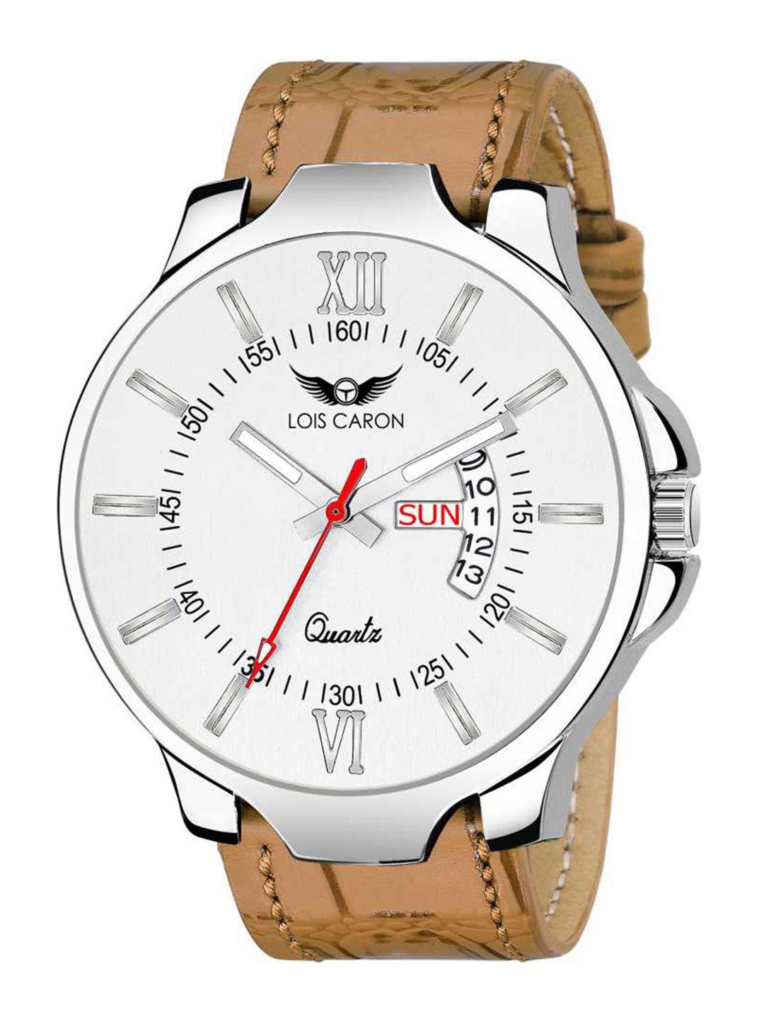 lois caron men white analogue watch lcs-4116