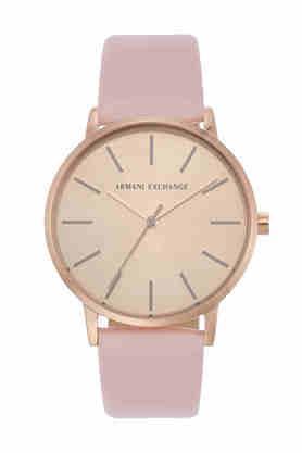 lola 36 mm rose gold dial leather analogue watch for women - ax7150set