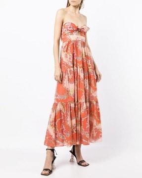 lola cotton tiered dress with tie-up