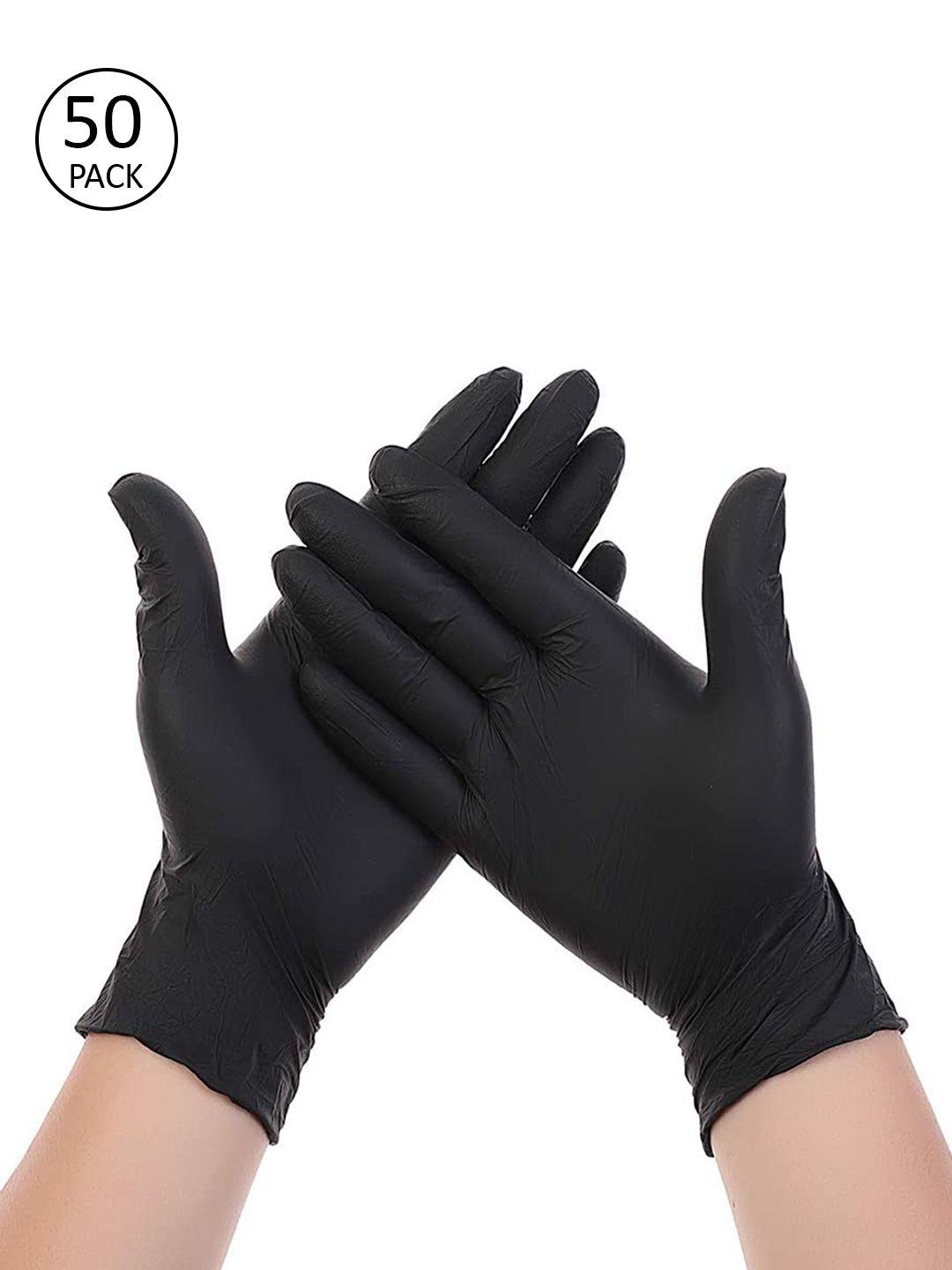london fashion hob unisex pack of 50 black solid surgical disposable hand gloves