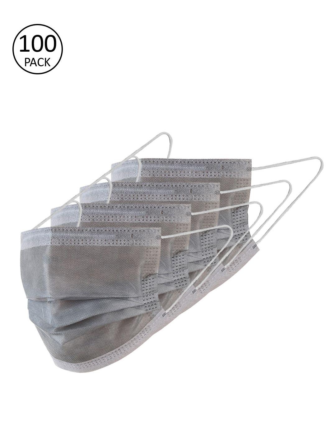 london fashion unisex pack of 100 grey 3-layer ultrasonic surgical masks