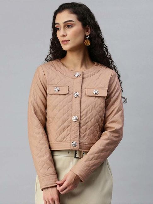 london rag brown quilted pattern jacket