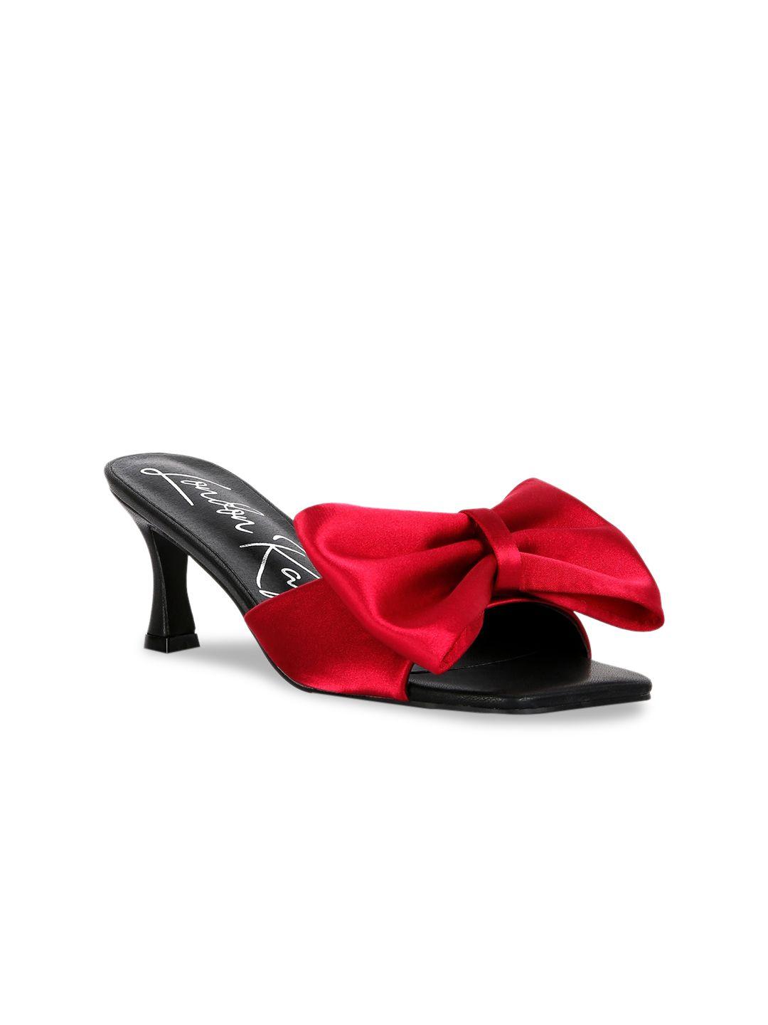 london rag red & black colourblocked party kitten peep toes heels with bows