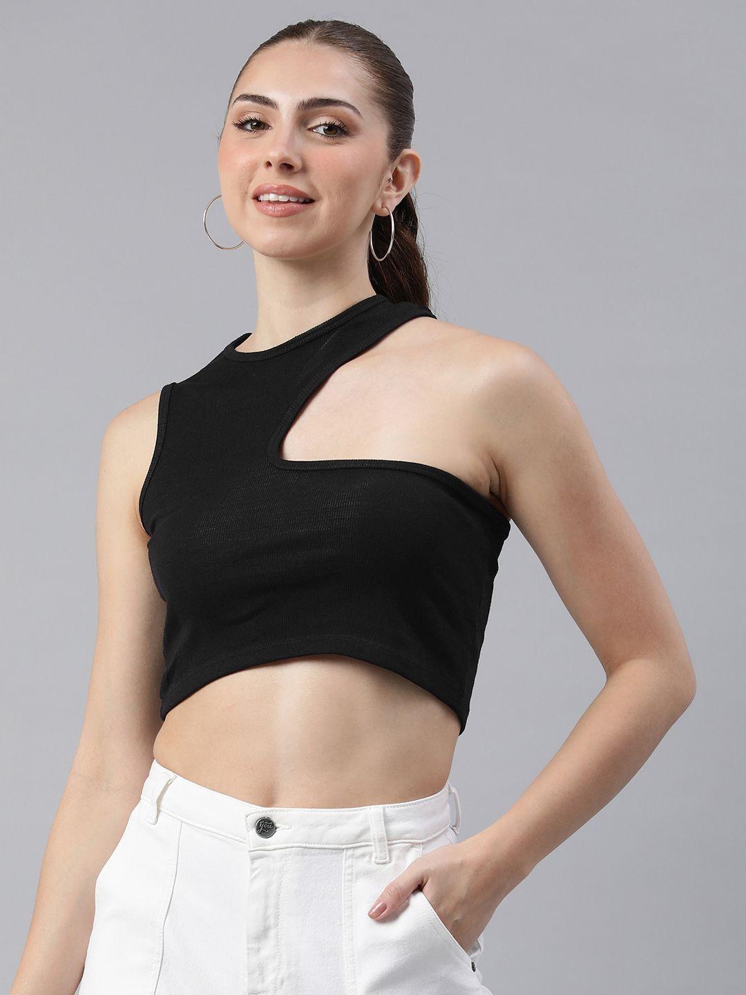 london rag solid fitted crop top