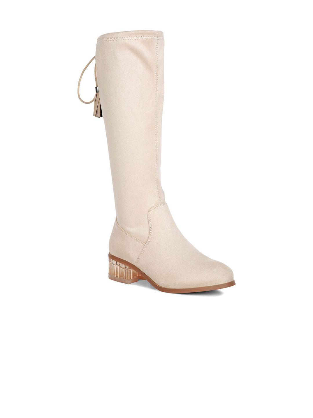 london rag women tassels detail short heel calf boots
