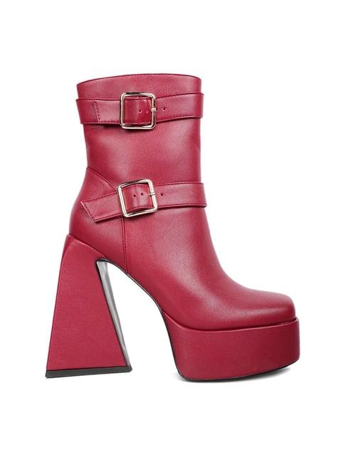 london rag women's burgundy casual boots