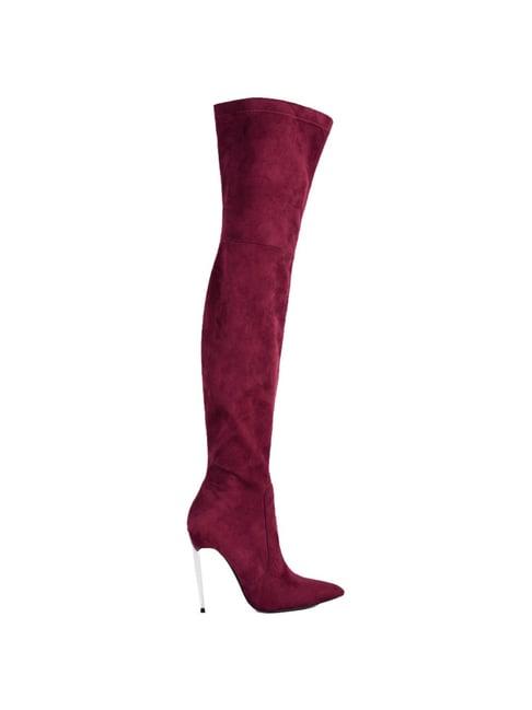 london rag women's burgundy stiletto booties