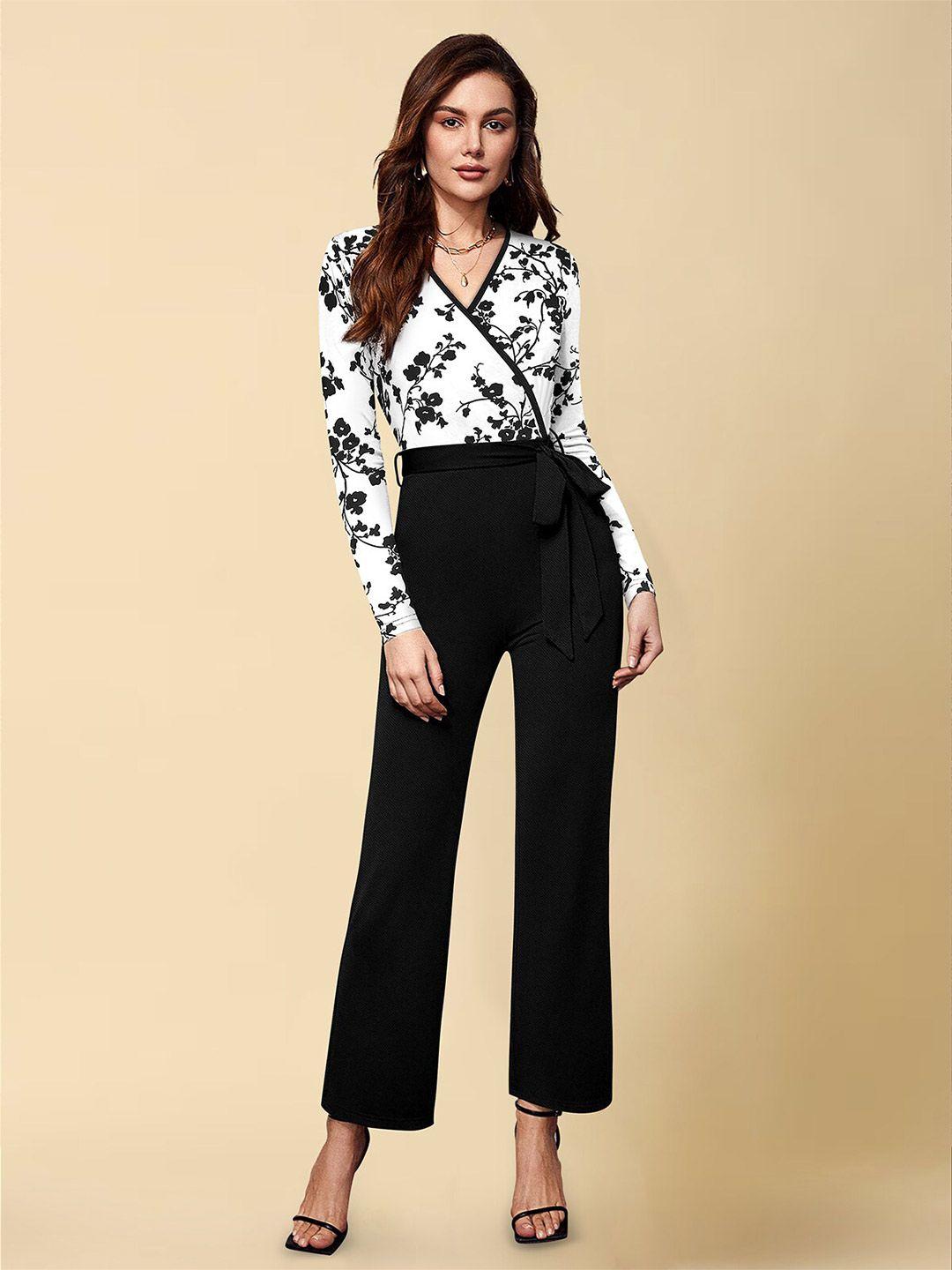 london belly black & white printed basic jumpsuit