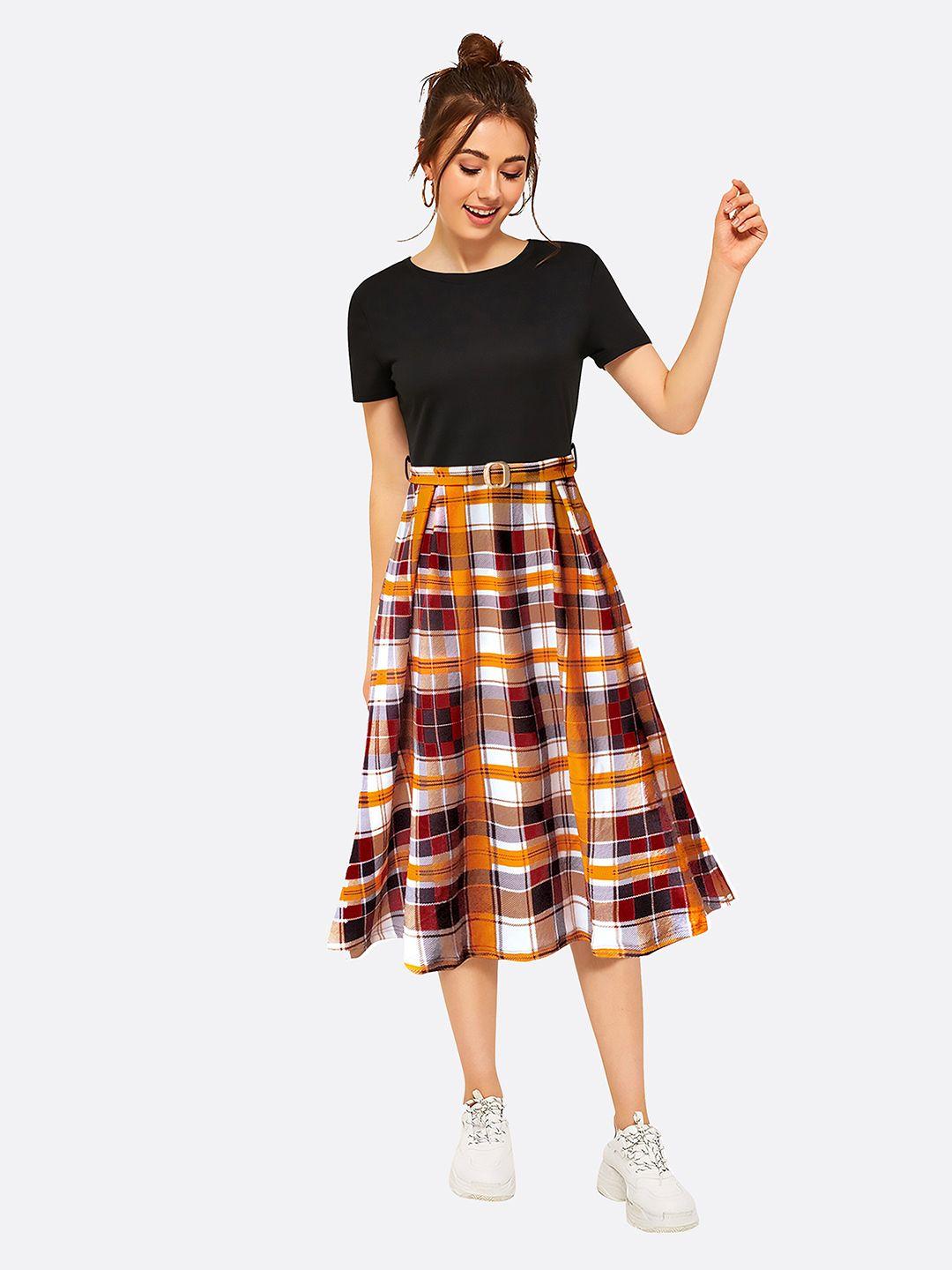 london belly black checked midi dress