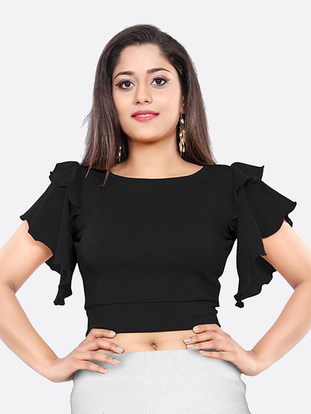 london belly black solid crop top