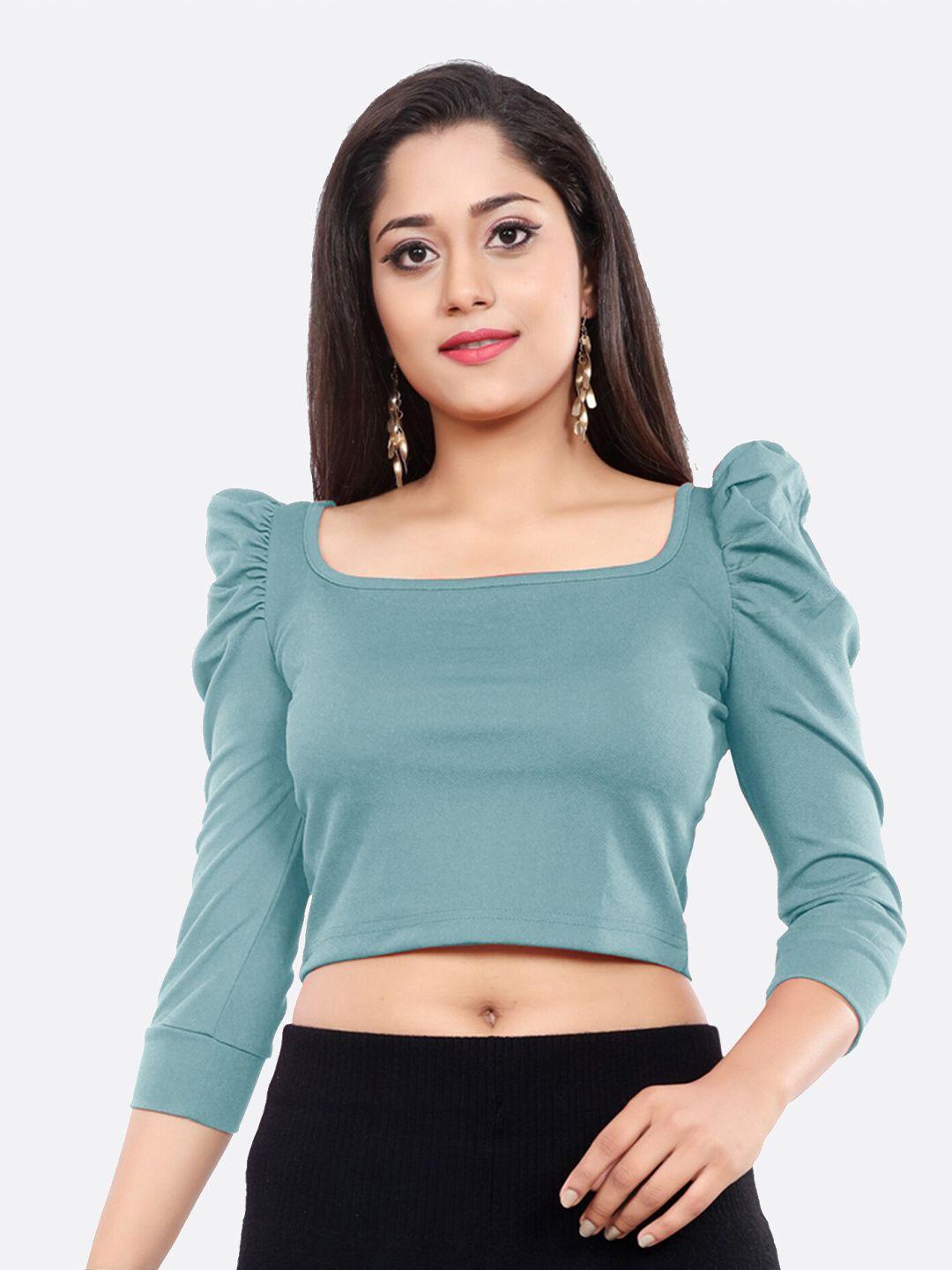 london belly sea green square neck fitted crop top