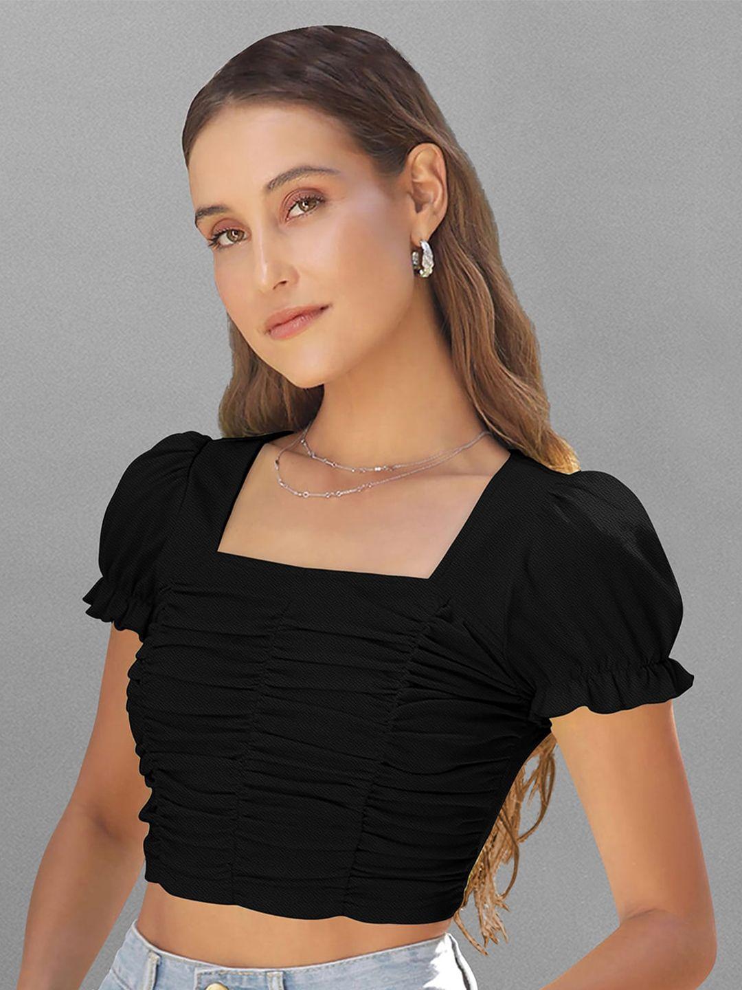 london belly square neck puff sleeves crop top