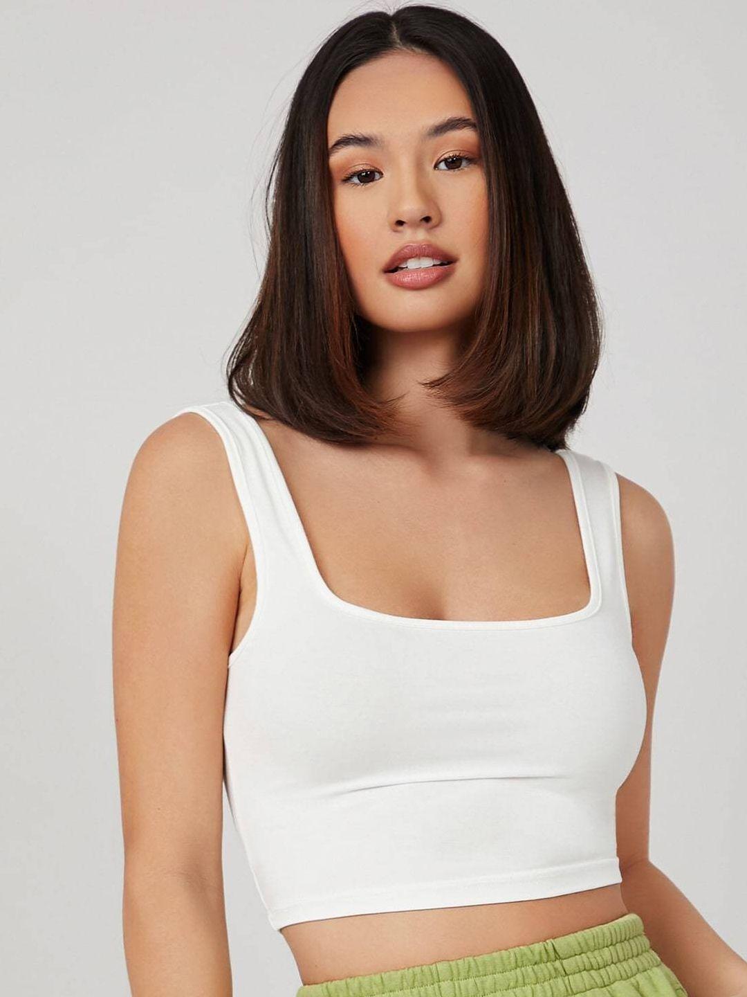 london belly white tank crop top