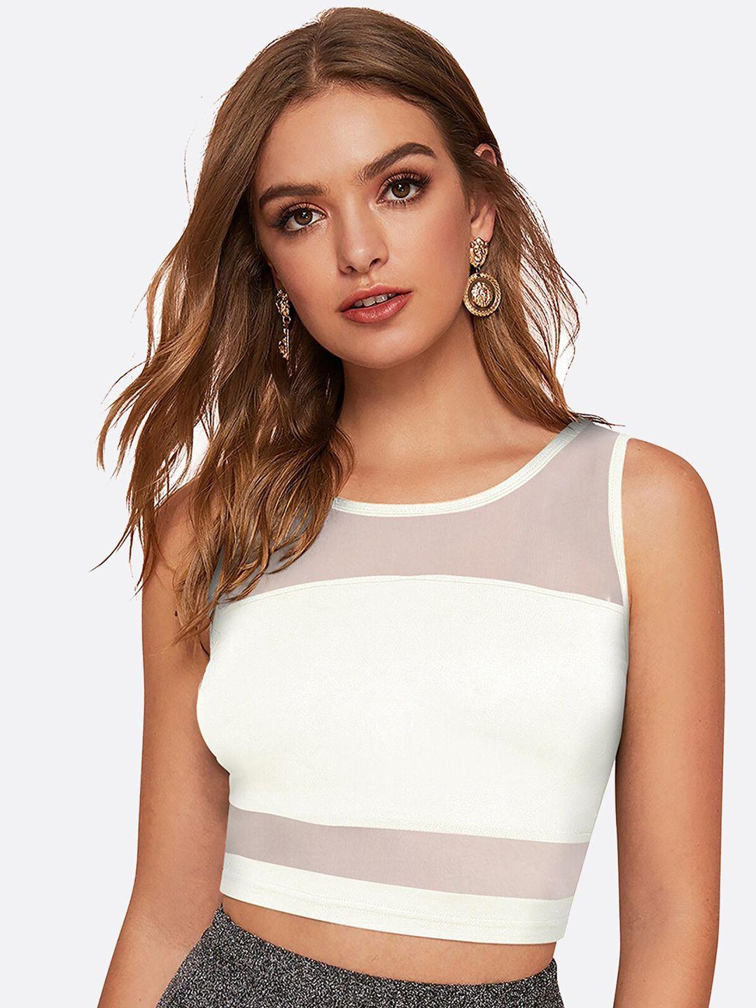 london belly woman white solid crop top