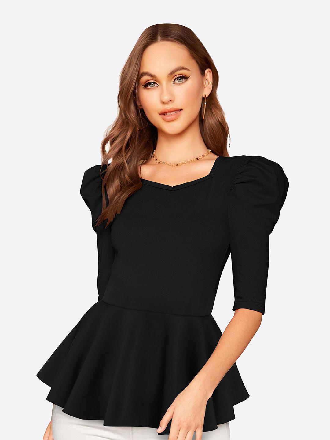 london belly women black sweetheart neck peplum top