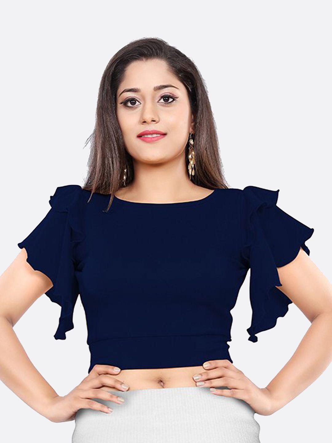 london belly women navy blue crop top