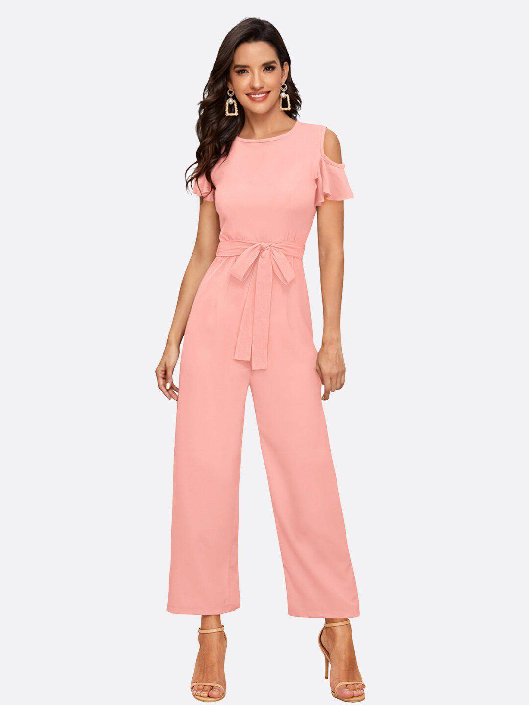london belly women peach-colored basic jumpsuit