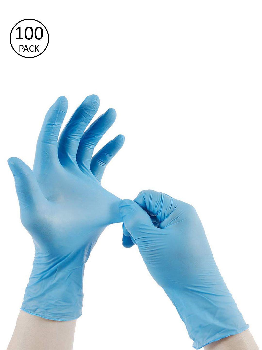 london fashion hob unisex pack of 100 blue solid surgical disposable hand gloves