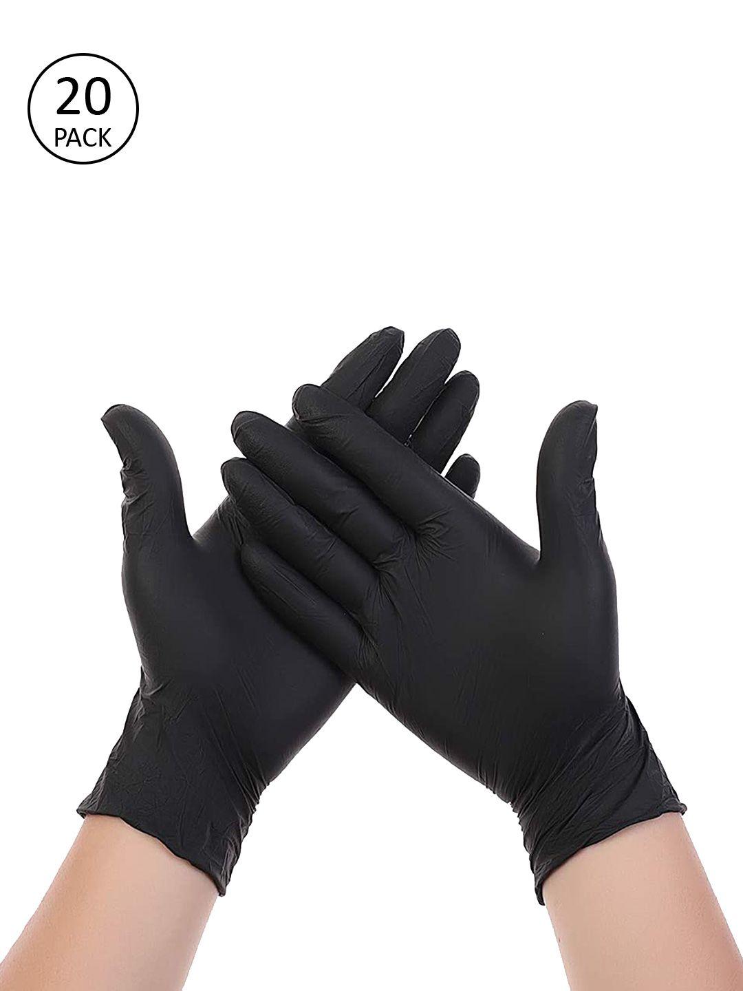 london fashion hob unisex pack of 20 black solid surgical disposable hand gloves