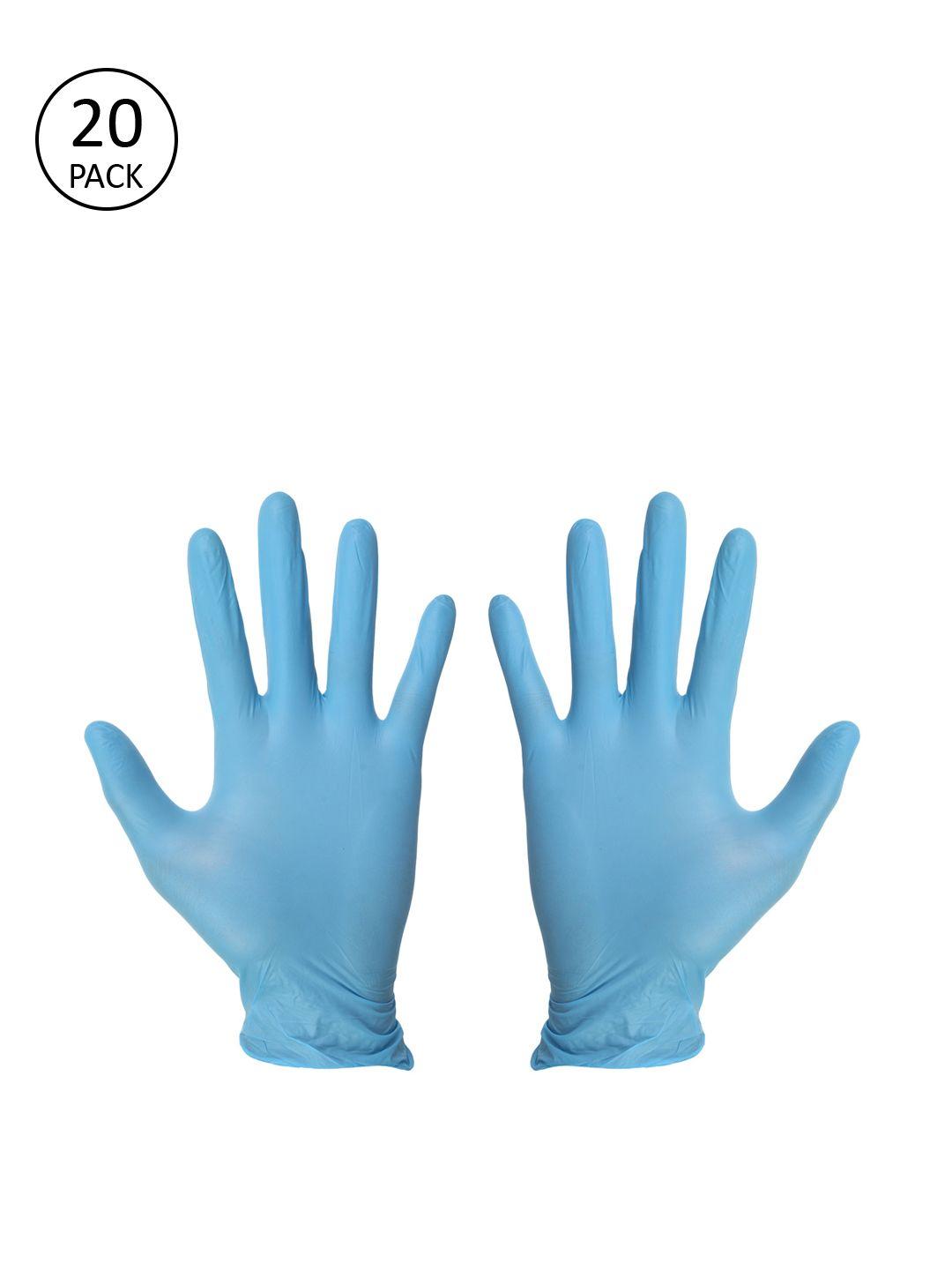 london fashion hob unisex pack of 20 blue solid surgical disposable hand gloves