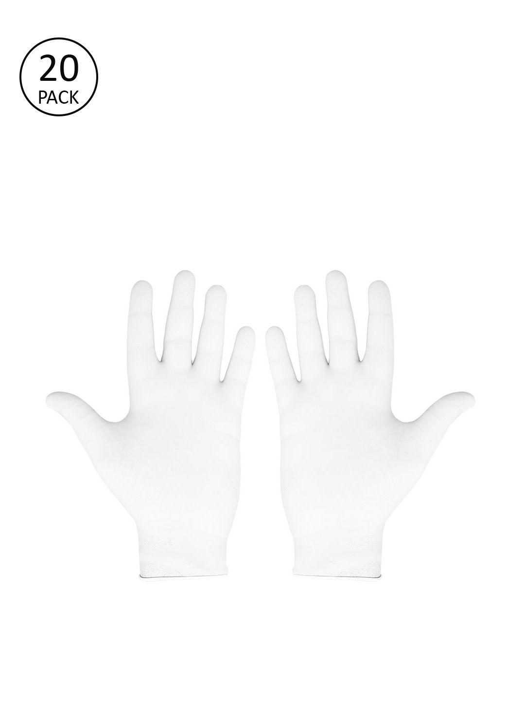 london fashion hob unisex pack of 20 white solid surgical disposable hand gloves
