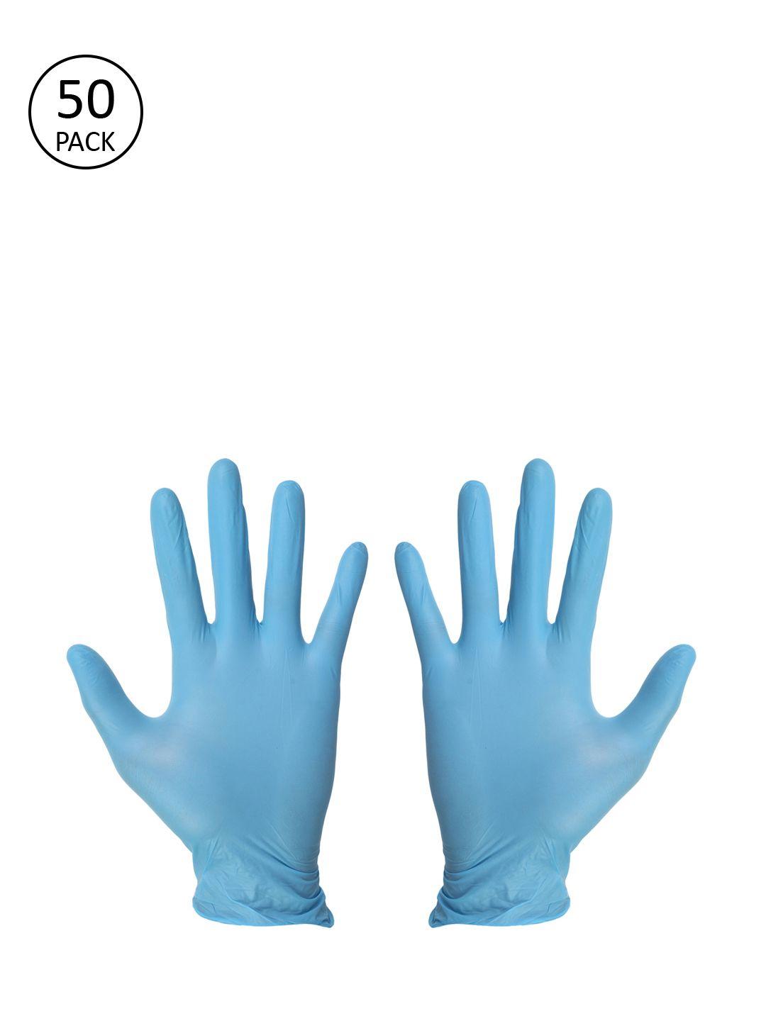 london fashion hob unisex pack of 50 blue solid surgical disposable hand gloves