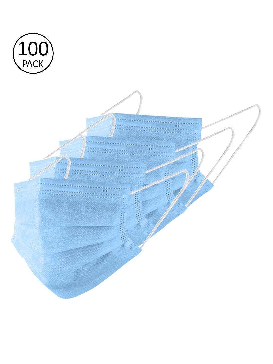 london fashion unisex blue 100 pcs 3-layer ultrasonic disposable masks