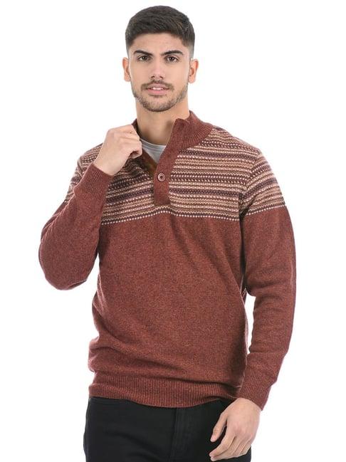 london fog brown regular fit texture sweater