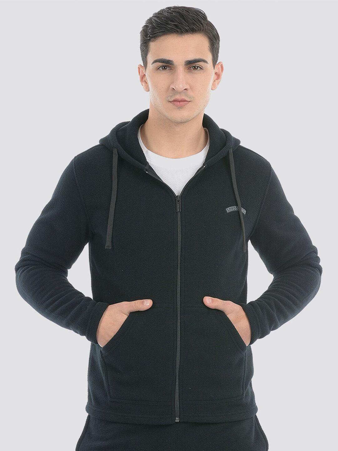 london fog hooded front-open sweatshirt