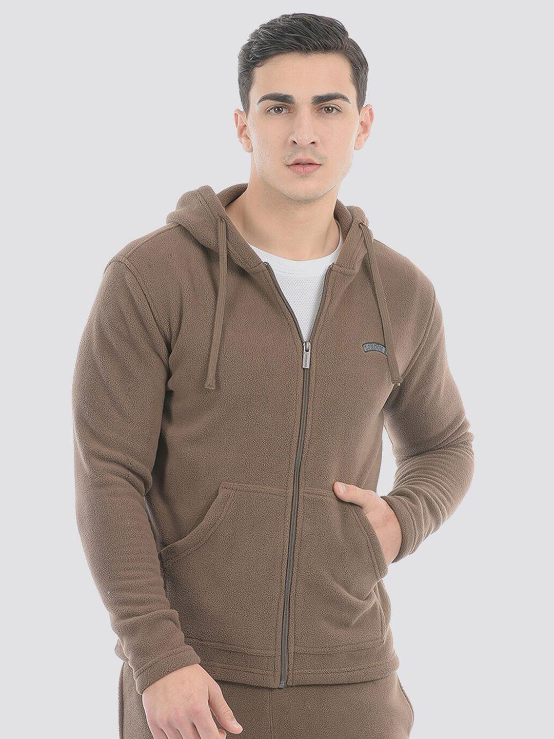 london fog hooded front-open sweatshirt