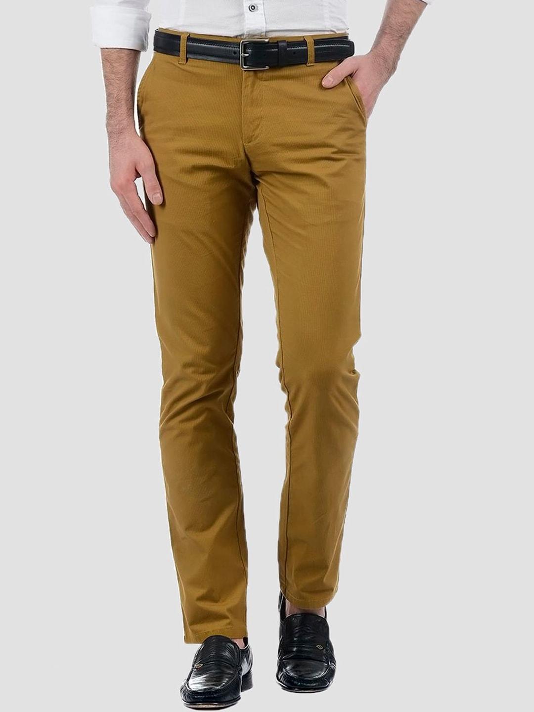 london fog men brown low-rise chinos trousers