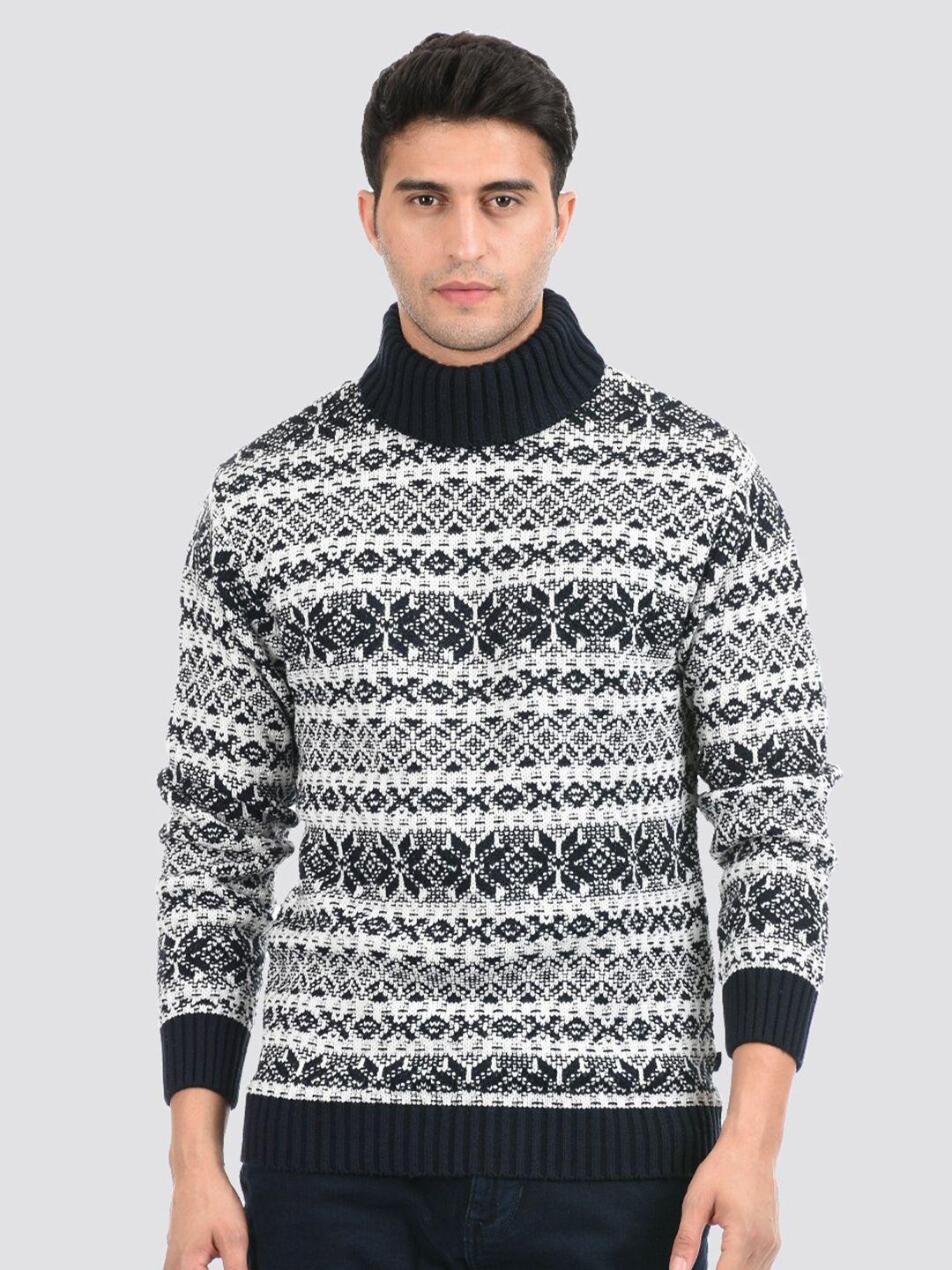 london fog men navy blue & off white printed pullover