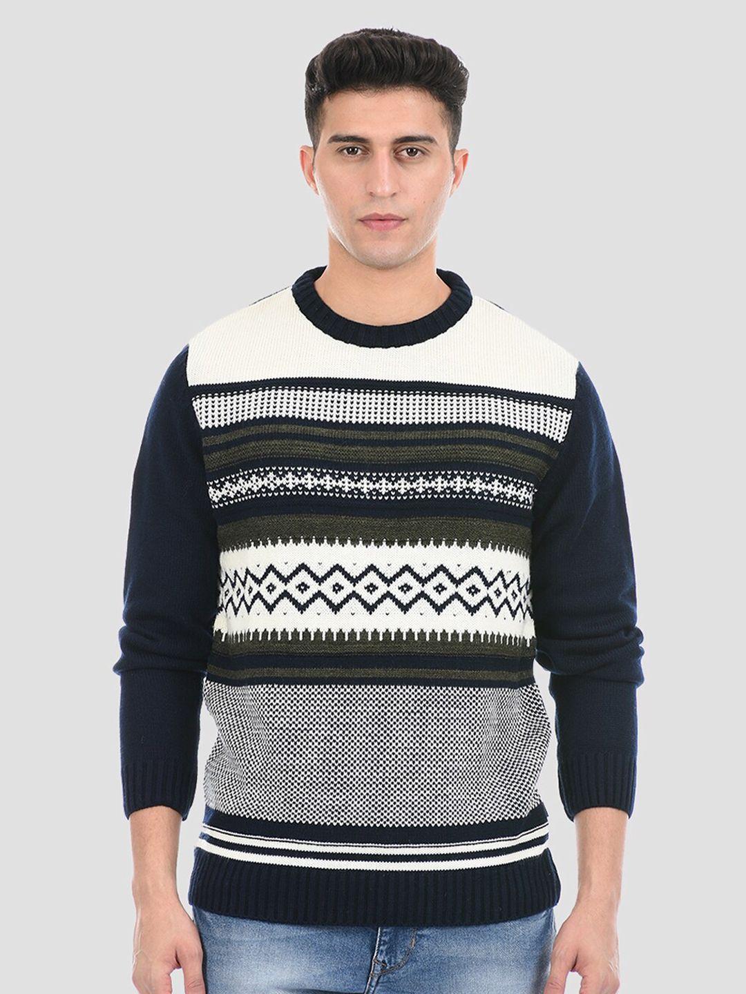 london fog men navy blue & white striped pullover