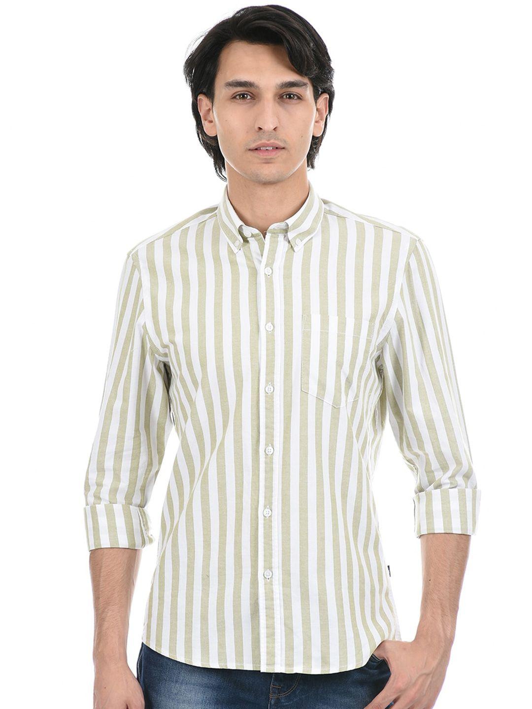 london fog vertical stripes button-down collar long sleeves casual shirt