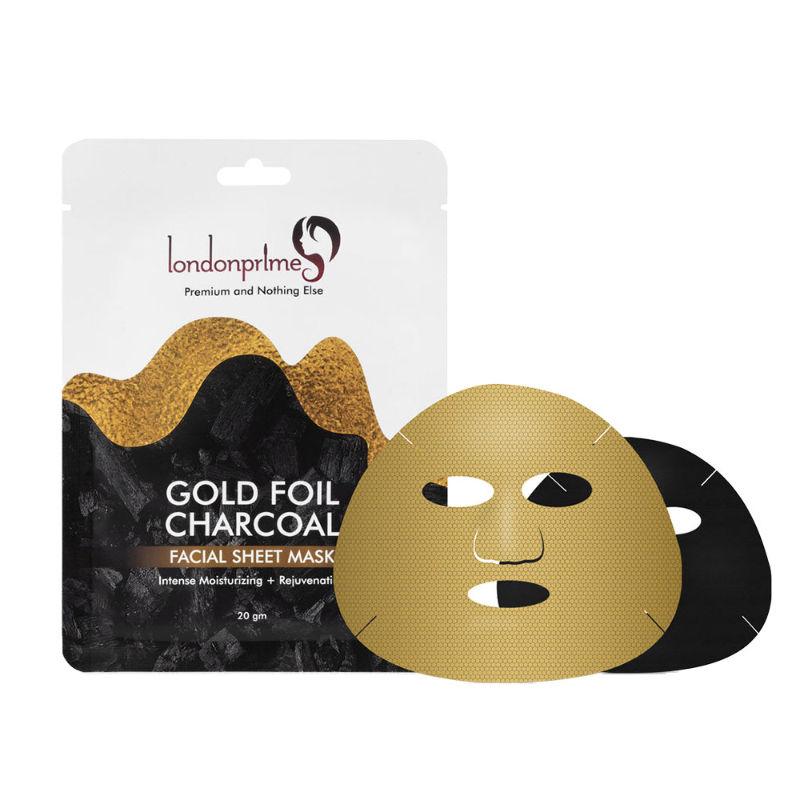 london pride cosmetics gold foil facial sheet mask - golden & black