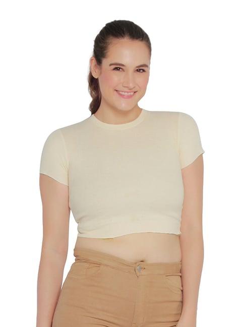 london rag beige cotton regular fit crop top