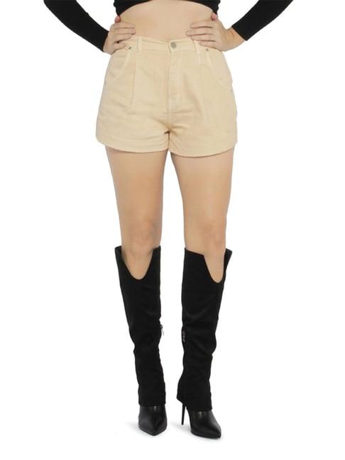 london rag beige cotton regular fit shorts