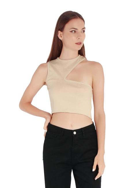 london rag beige slim fit crop top