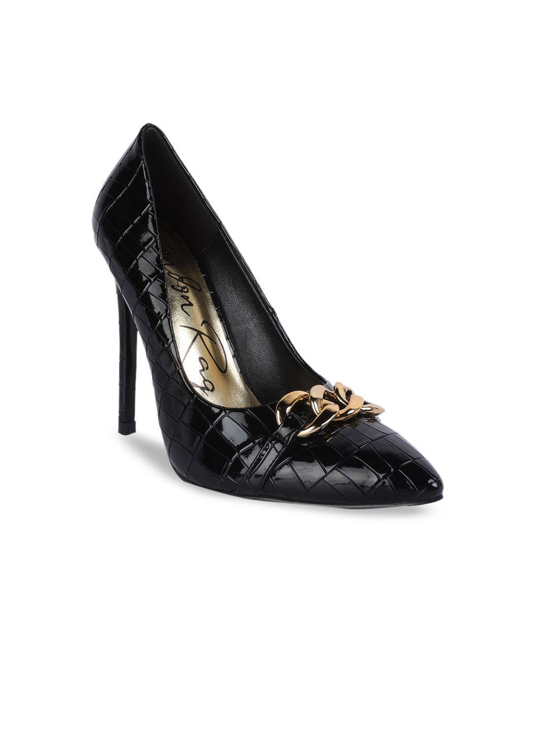 london rag black embellished pu party slim heels