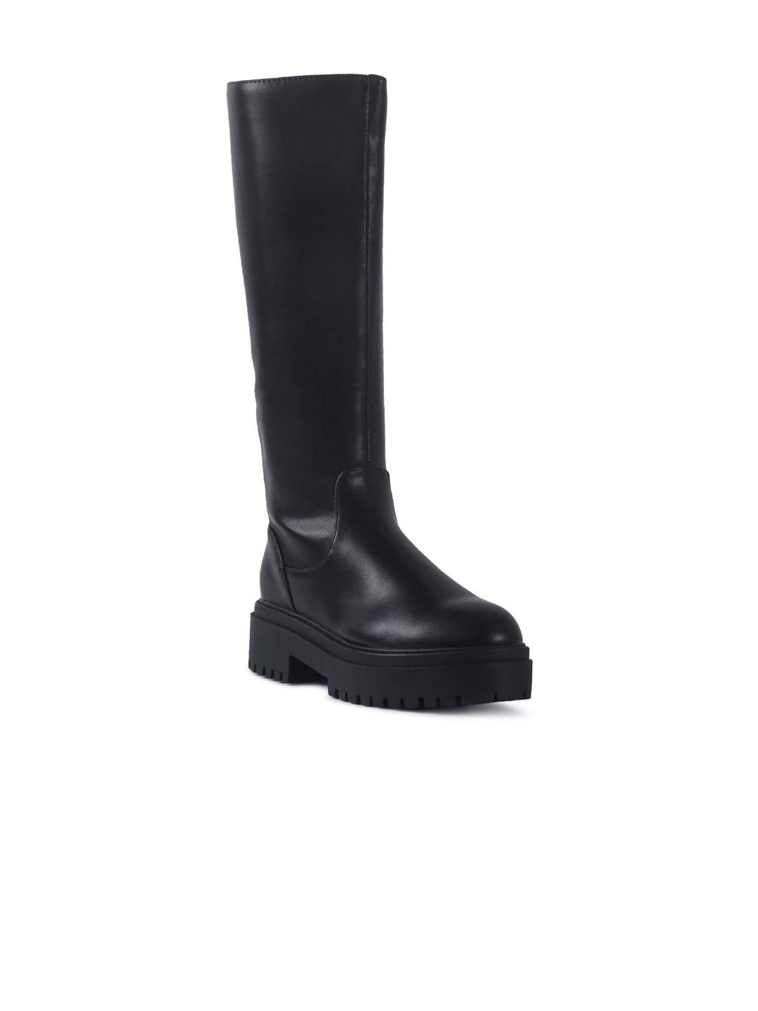 london rag black high-top block heeled boots