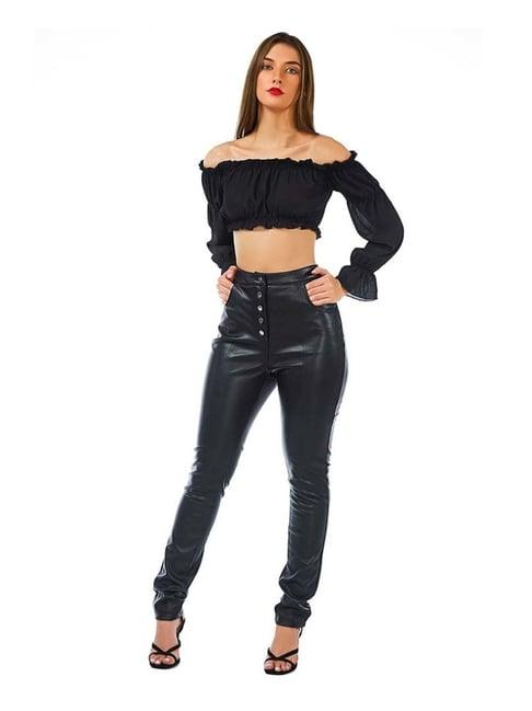 london rag black regular fit crop top