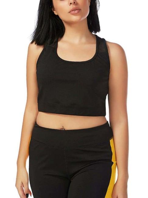 london rag black regular fit sports crop top