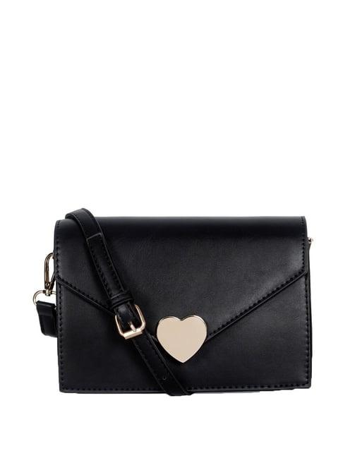 london rag black solid medium sling handbag