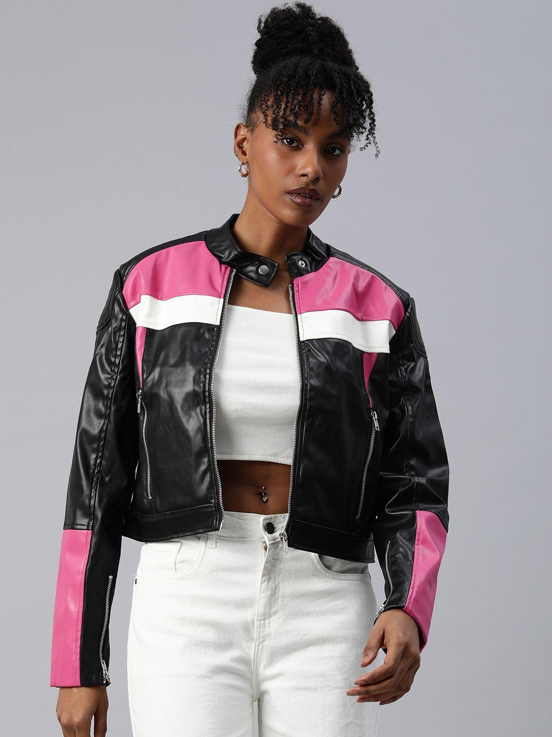 london rag colourblocked biker jacket