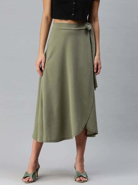 london rag green a-line skirt