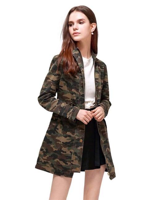 london rag green cotton printed coat