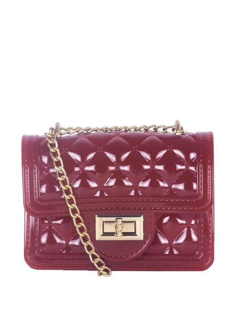 london rag maroon quilted small sling handbag
