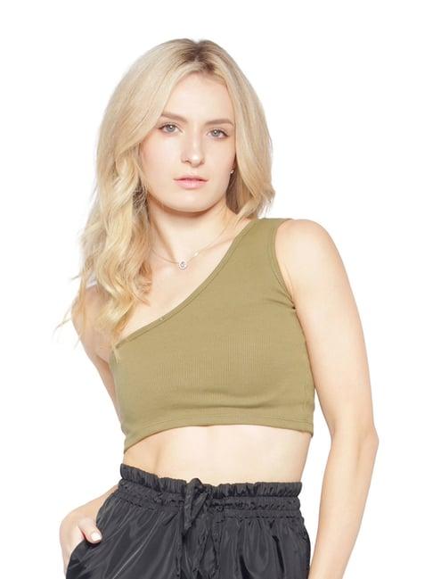 london rag olive slim fit crop top