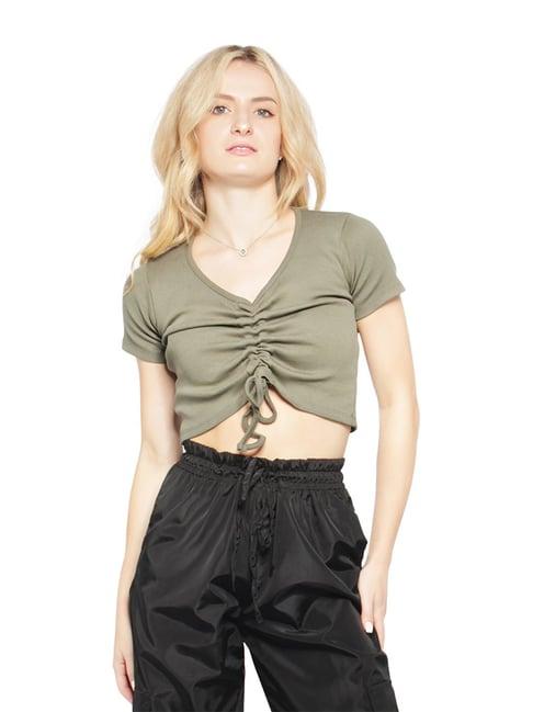 london rag olive slim fit crop top