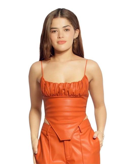 london rag orange slim fit crop top